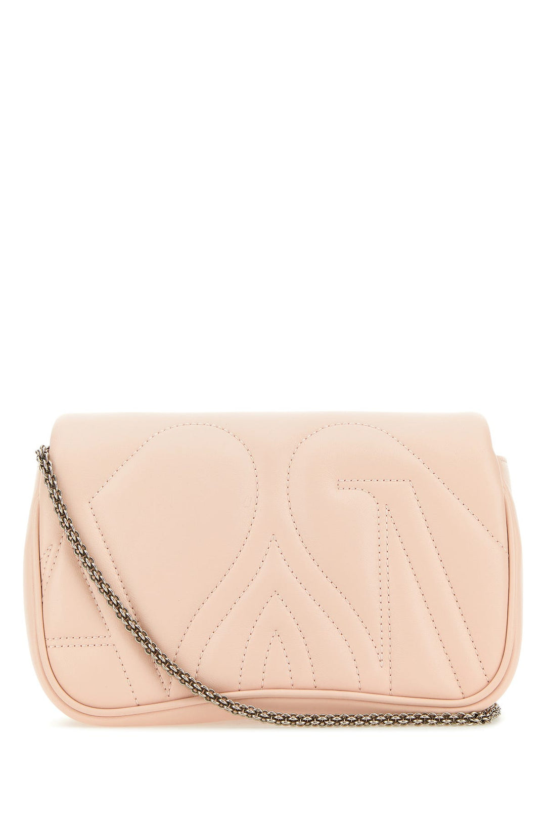 Pastel pink leather mini Seal clutch