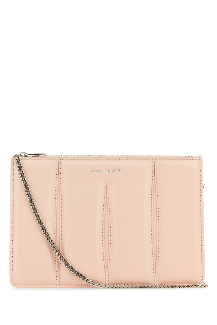 Pastel pink leather shoulder bag