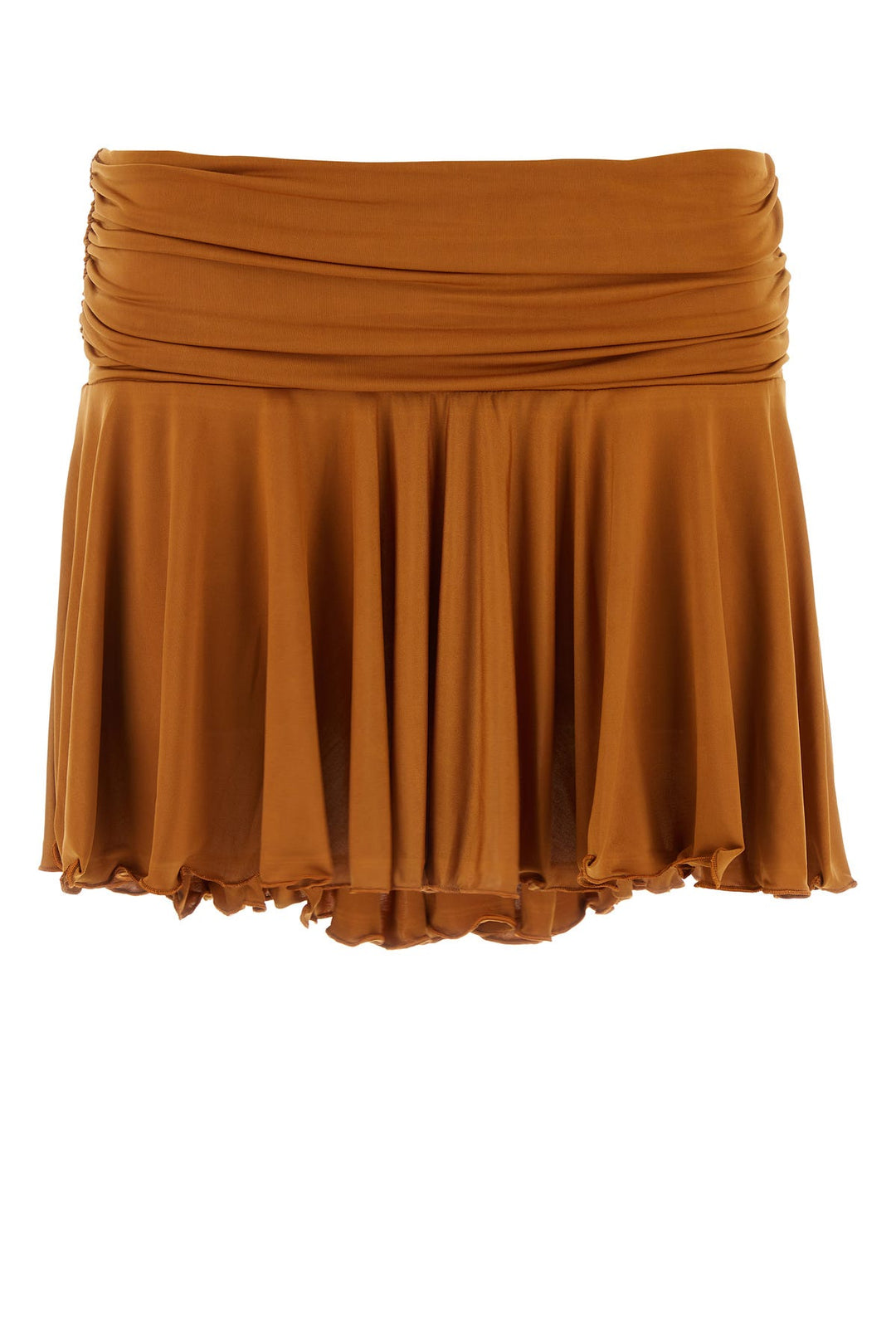 Caramel stretch polyester mini skirt