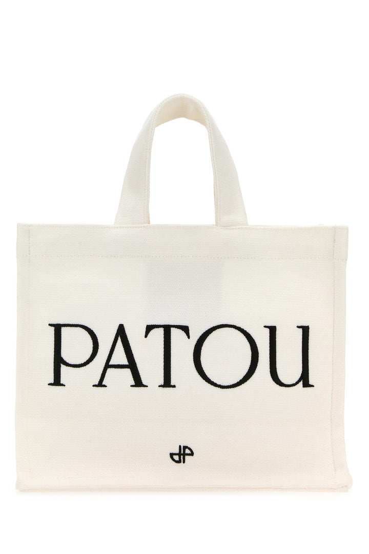 White canvas small Tote Patou shopping bag