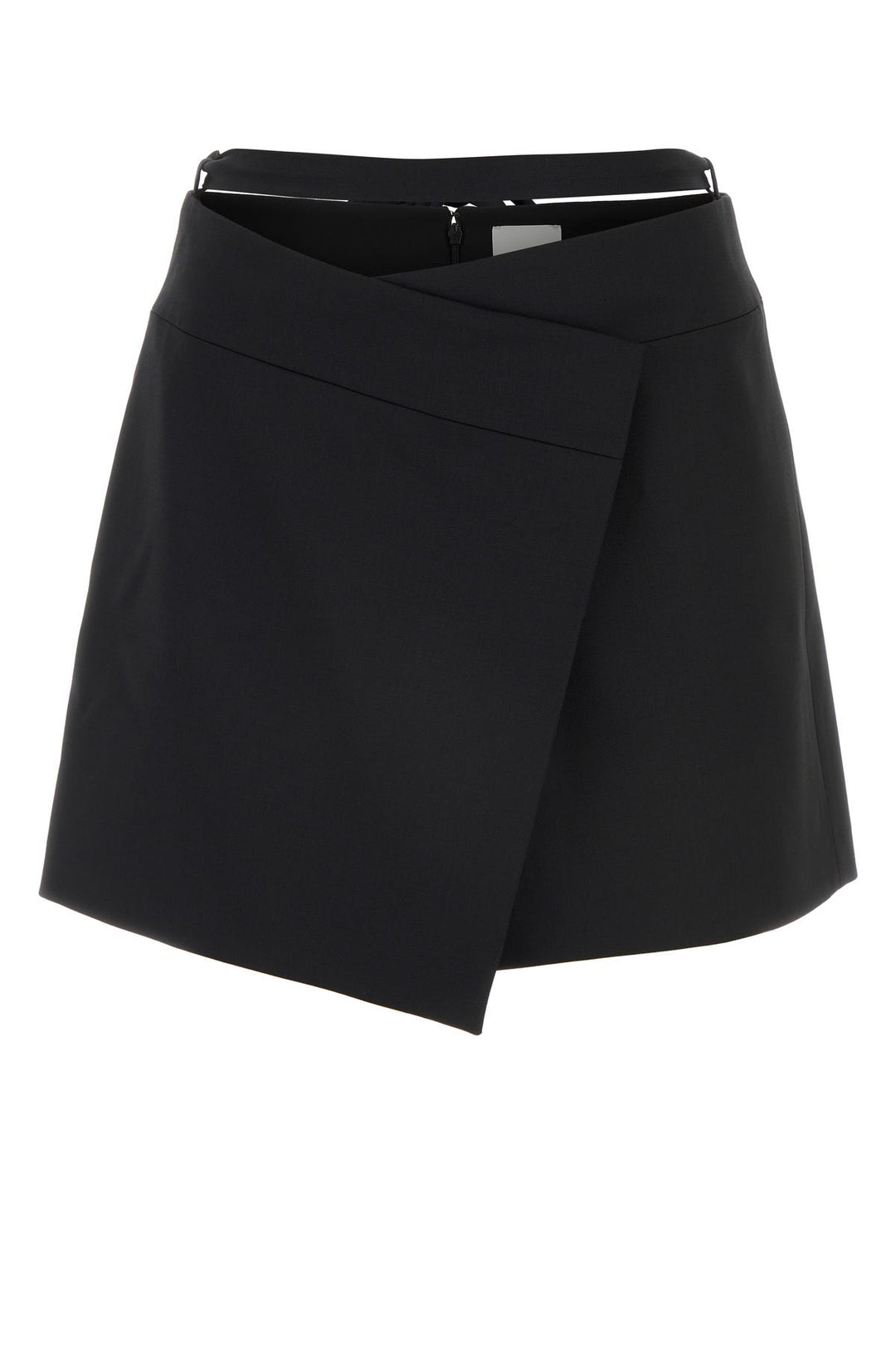 Black stretch wool mini skirt