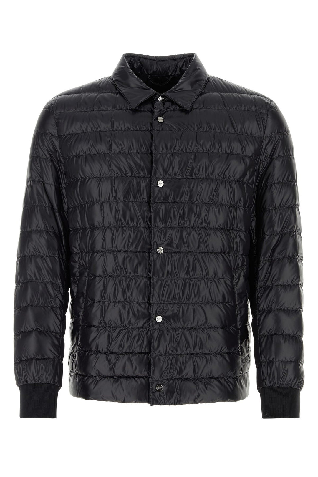 Black nylon down jacket