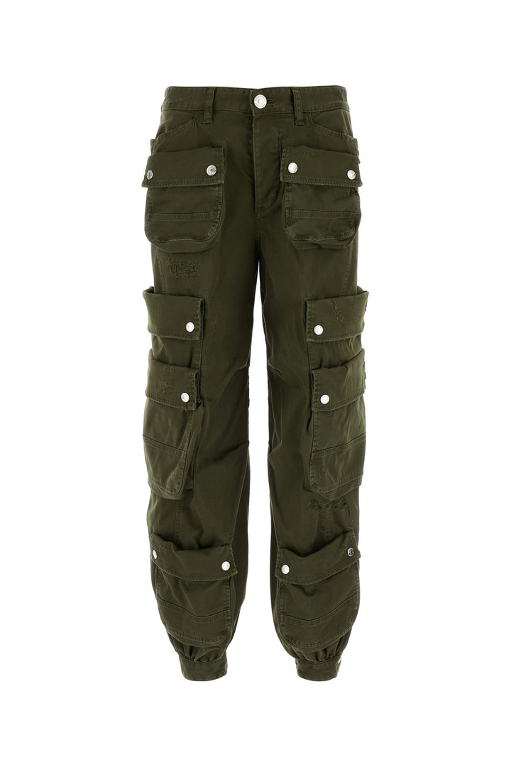 Army green stretch cotton cargo pant