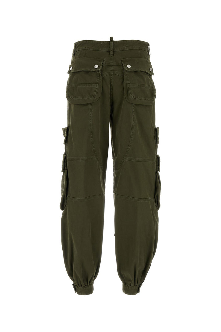 Army green stretch cotton cargo pant