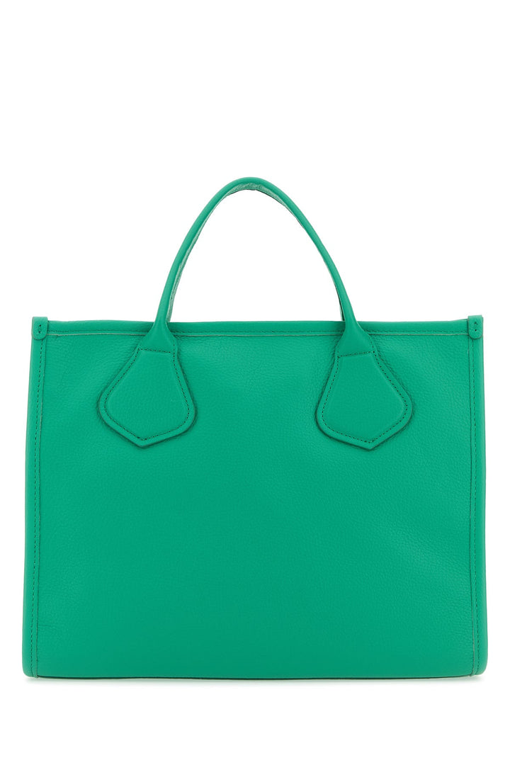 Emerald green leather Jour medium shopping bag