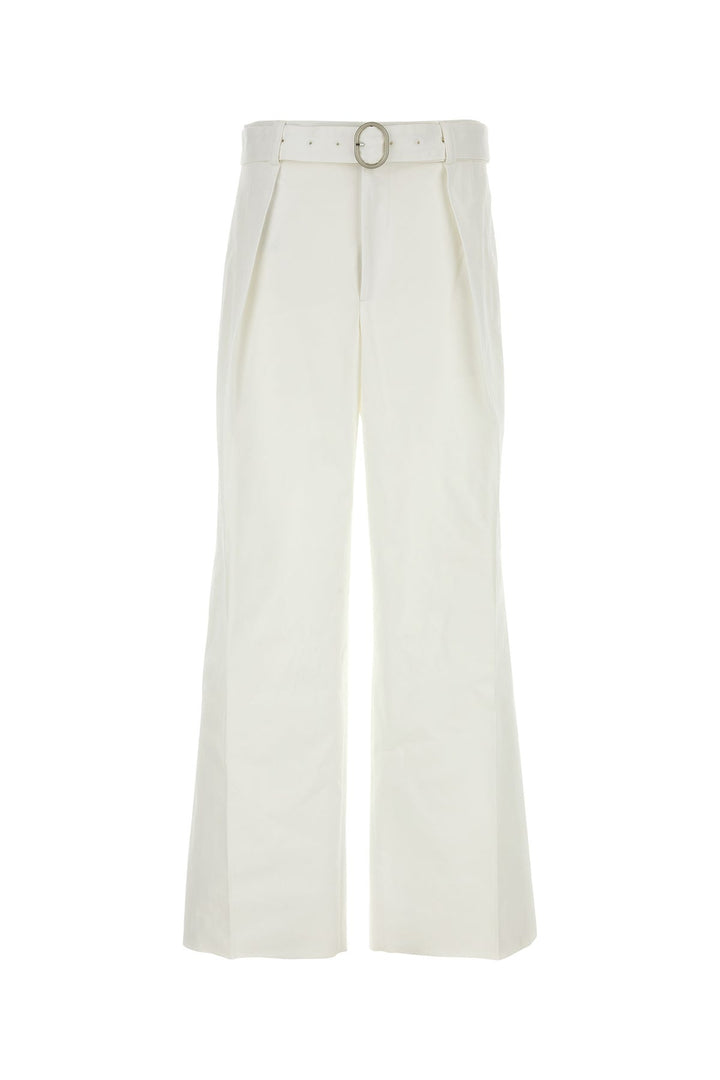 White cotton wide-leg pant