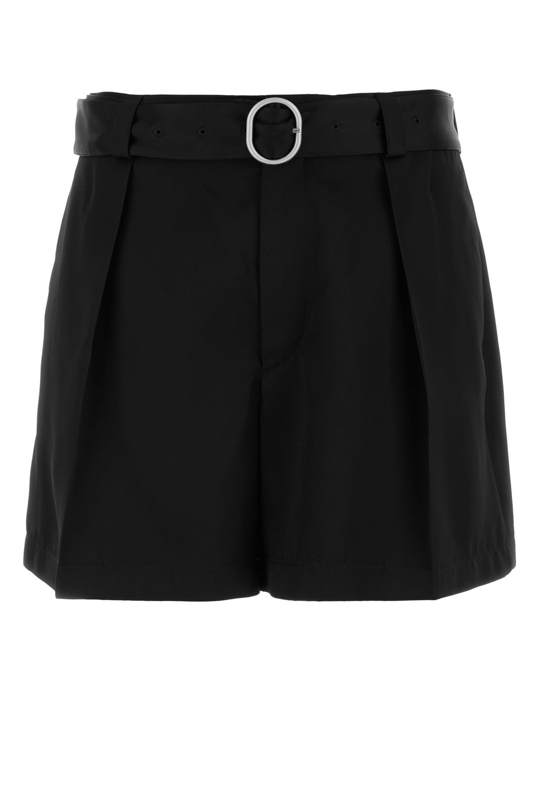 Black viscose blend bermuda shorts