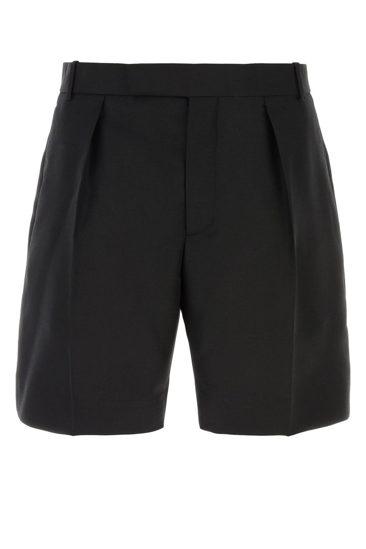 Black wool blend bermuda shorts