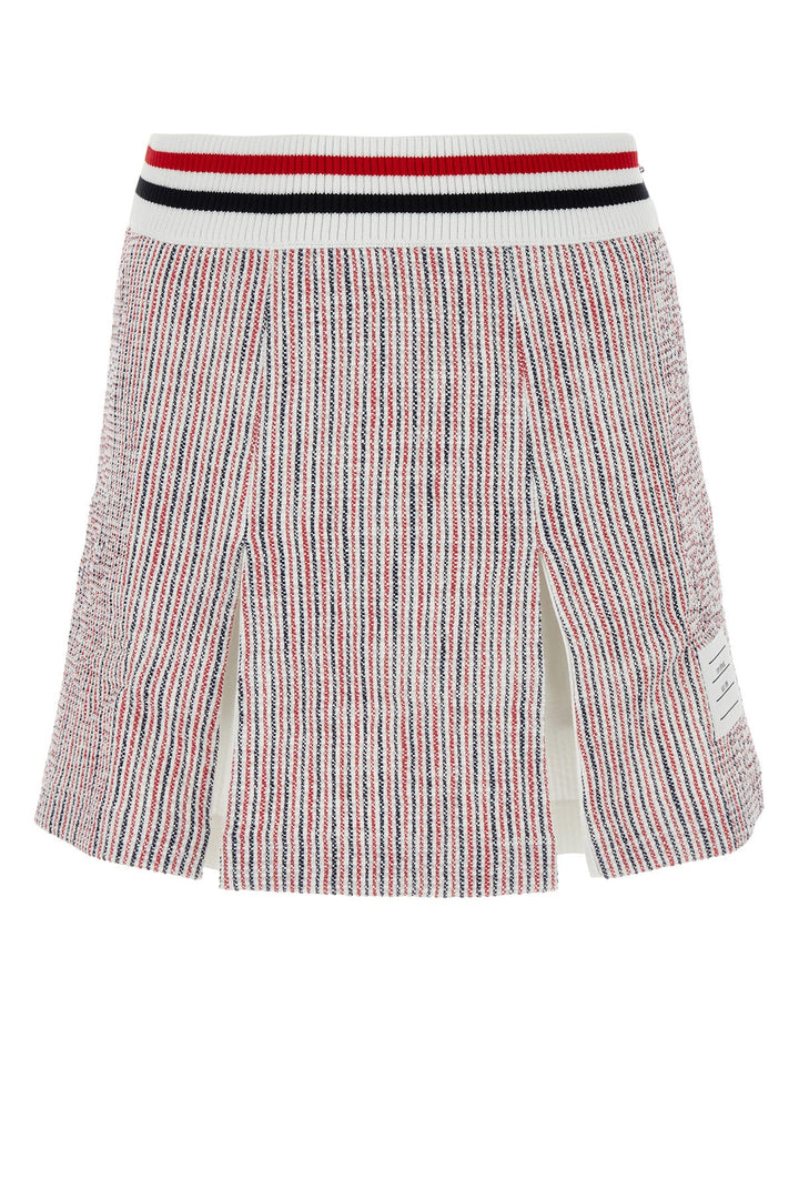 Embroidered stretch tweed mini skirt