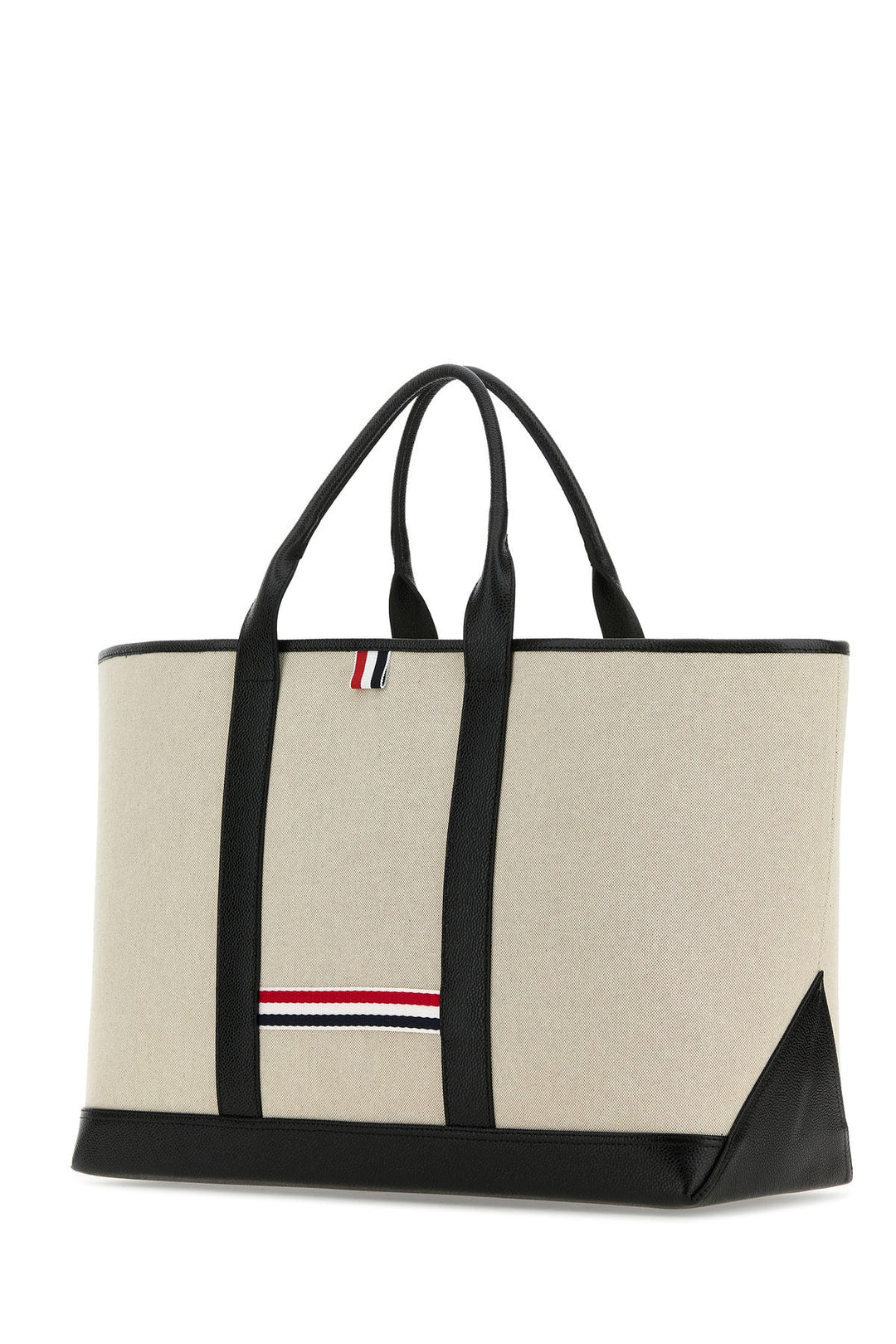 Sand canvas medium Rwb-Stripe shopping bag