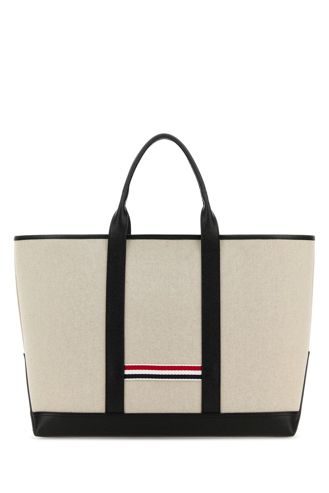 Sand canvas medium Rwb-Stripe shopping bag