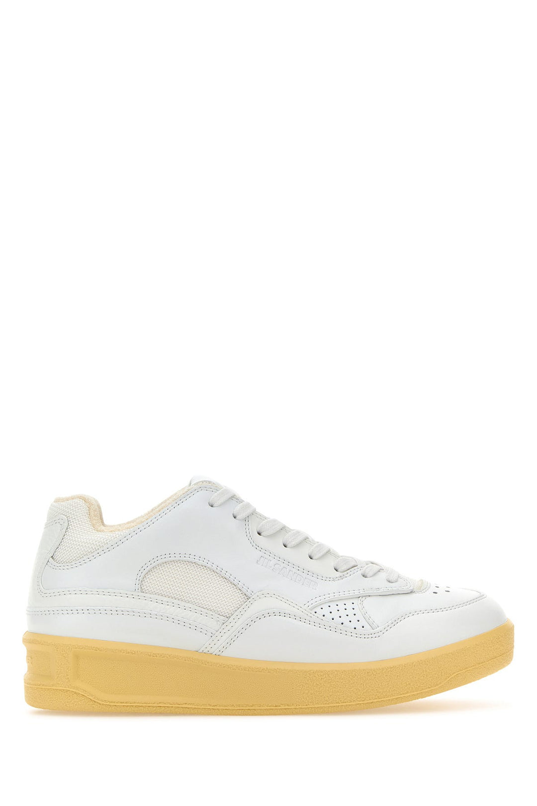 White leather and fabric Basket sneakers