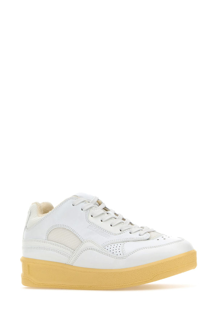 White leather and fabric Basket sneakers