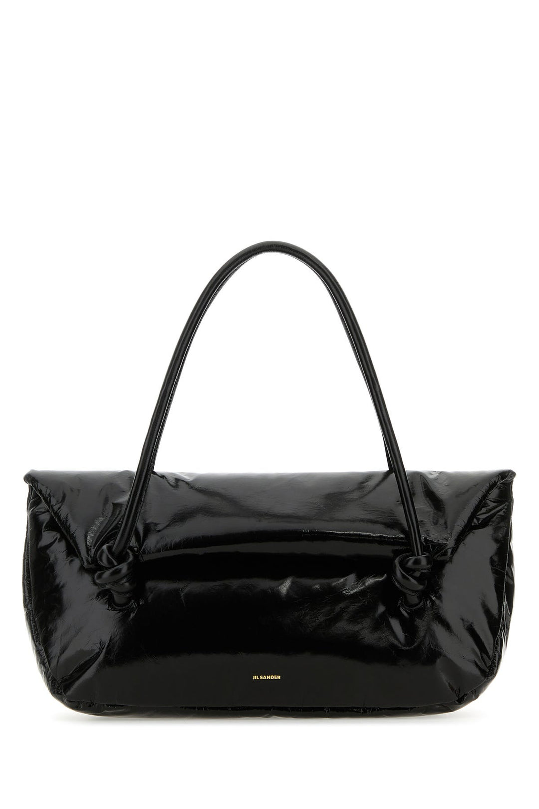 Black leather medium Knot Handle handbag