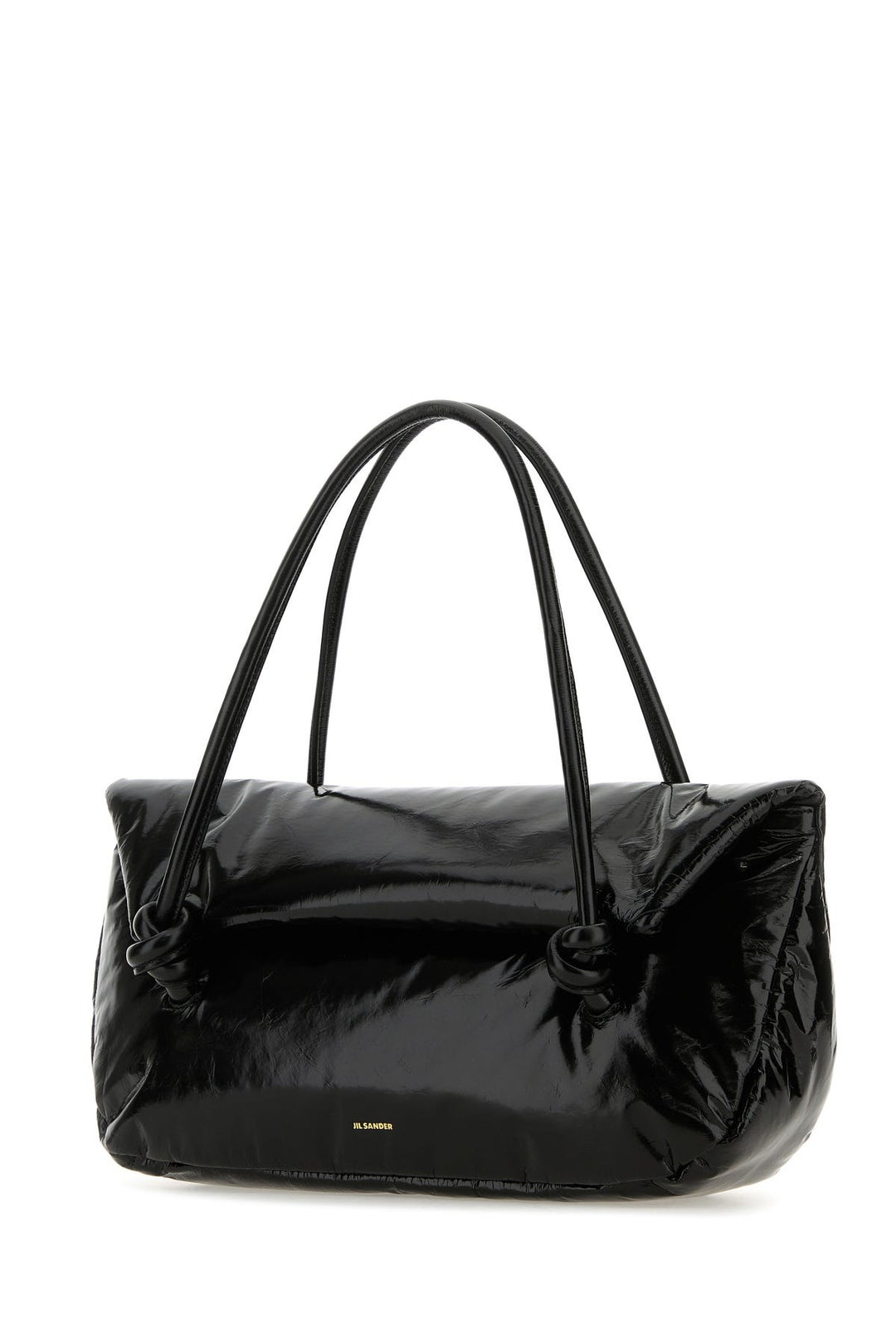 Black leather medium Knot Handle handbag