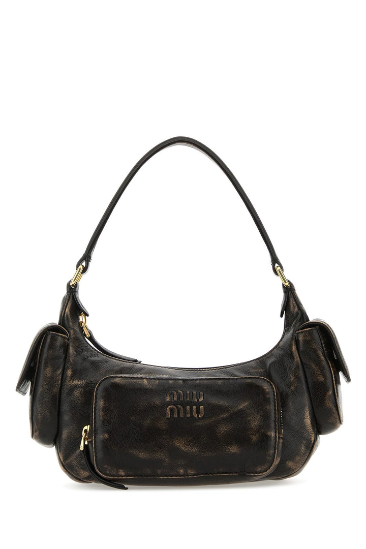 Dark brown nappa leather Pocket shoulder bag