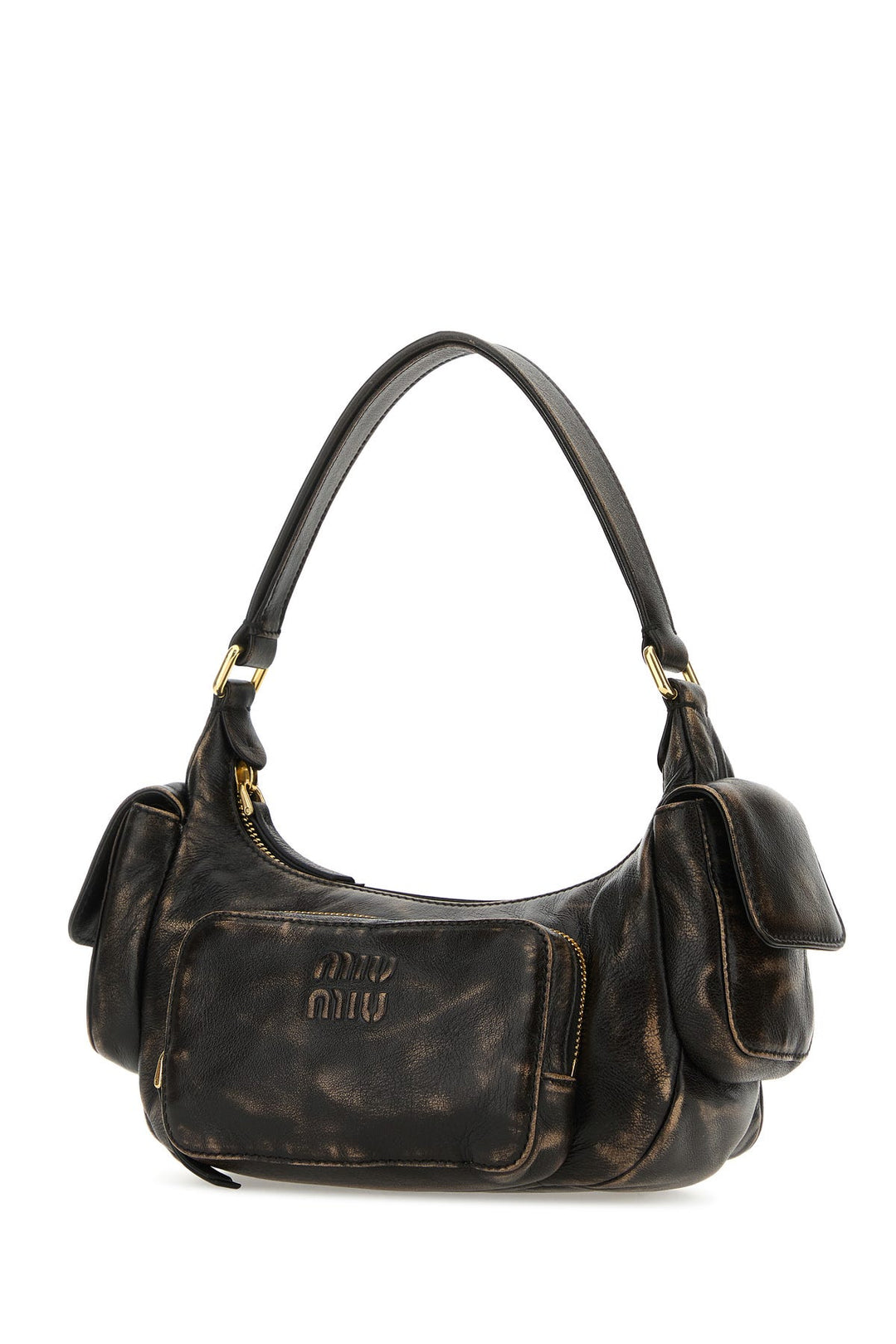 Dark brown nappa leather Pocket shoulder bag