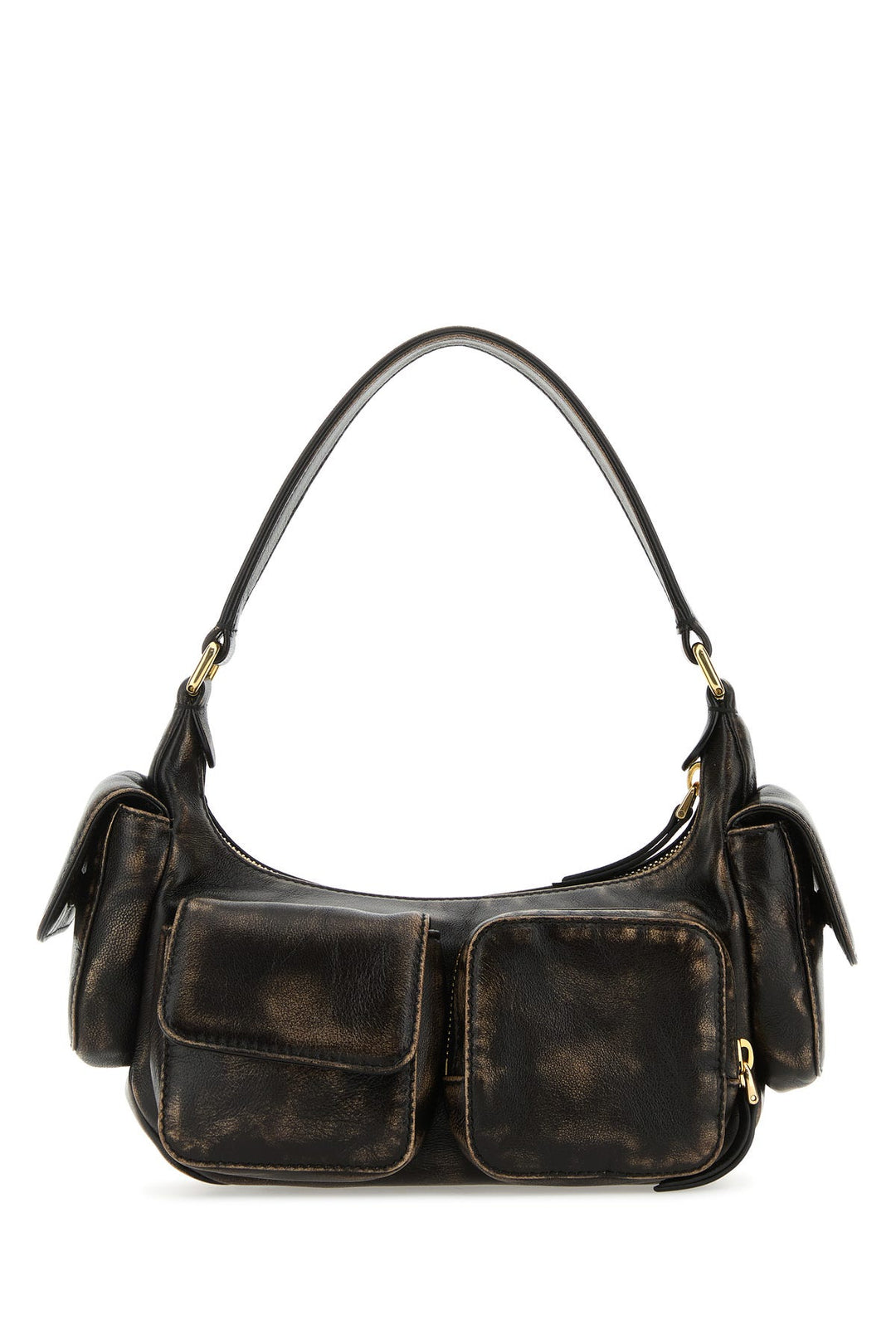 Dark brown nappa leather Pocket shoulder bag