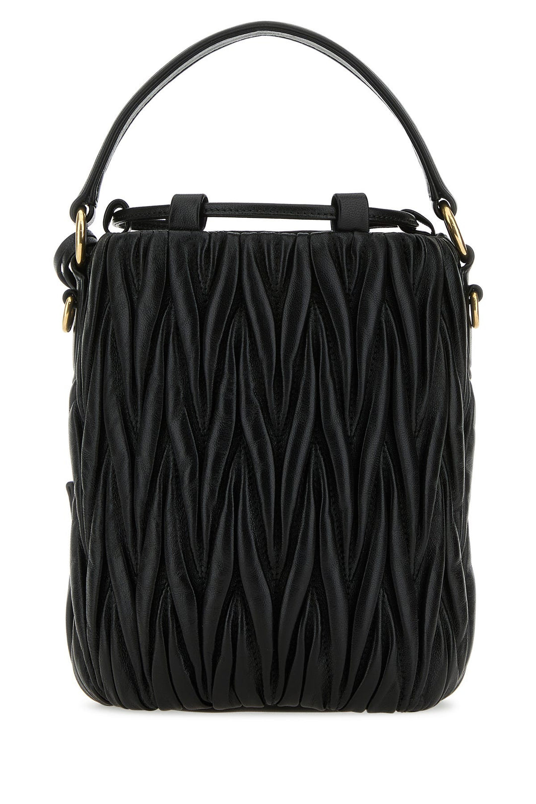 Black nappa leather bucket bag