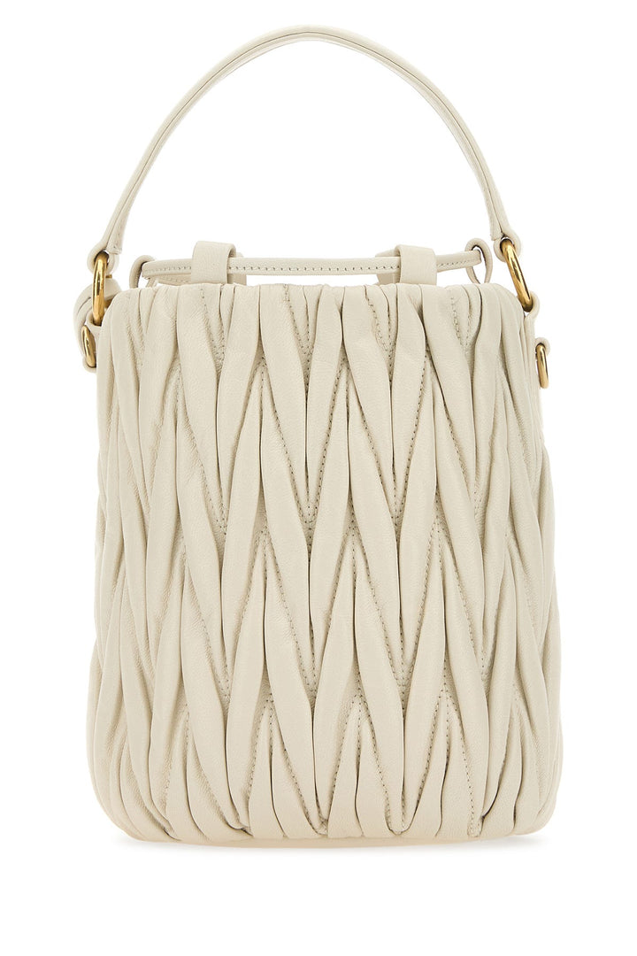 White nappa leather bucket bag