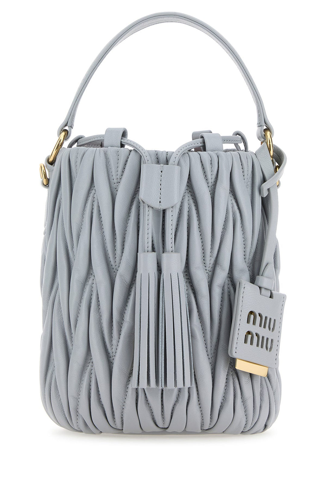 Pastel light-blue nappa leather bucket bag