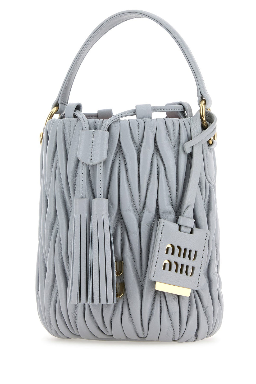 Pastel light-blue nappa leather bucket bag