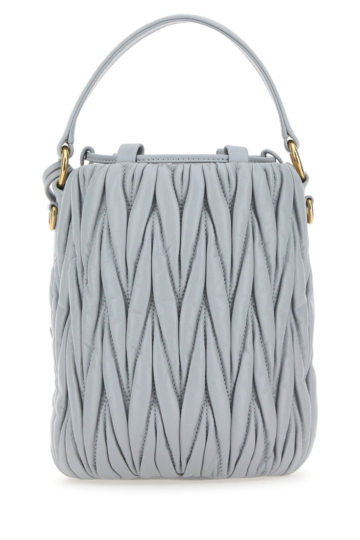 Pastel light-blue nappa leather bucket bag