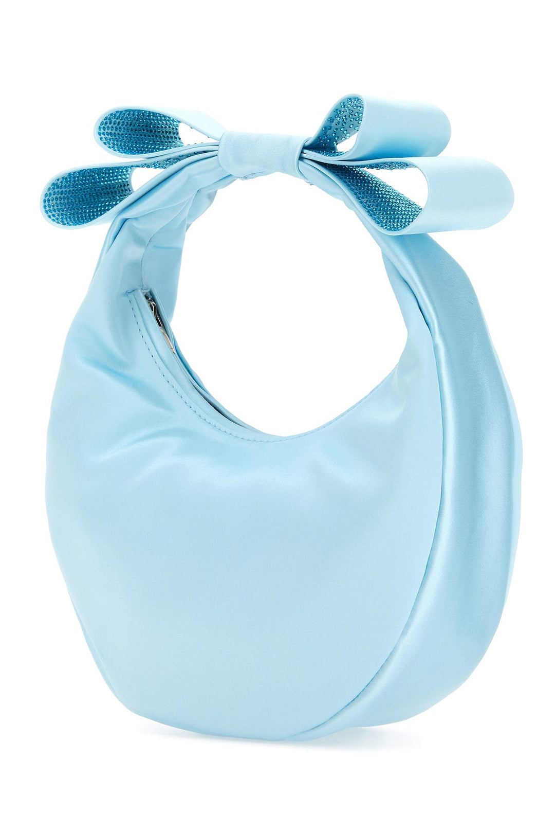 Pastel light-blue satin small Cadeau handbag