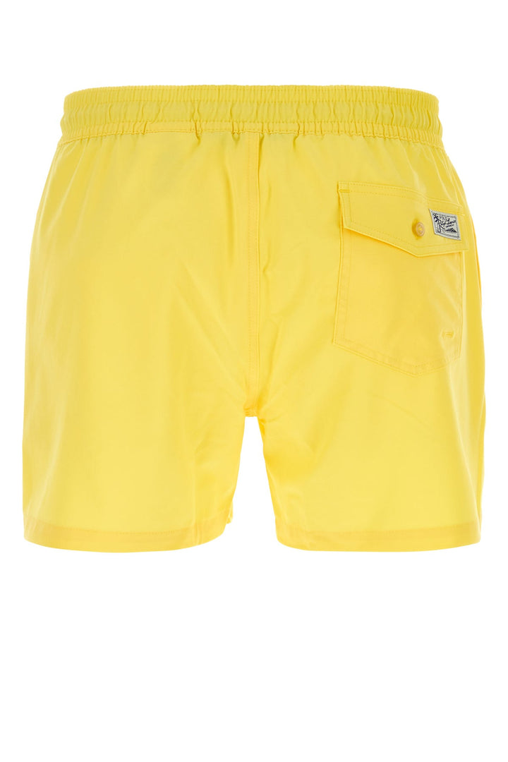 Yellow stretch polyester swimming shorts