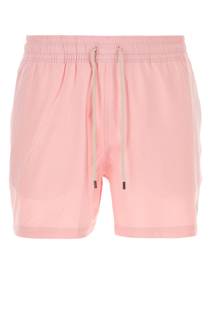 Pink stretch polyester swimming shorts