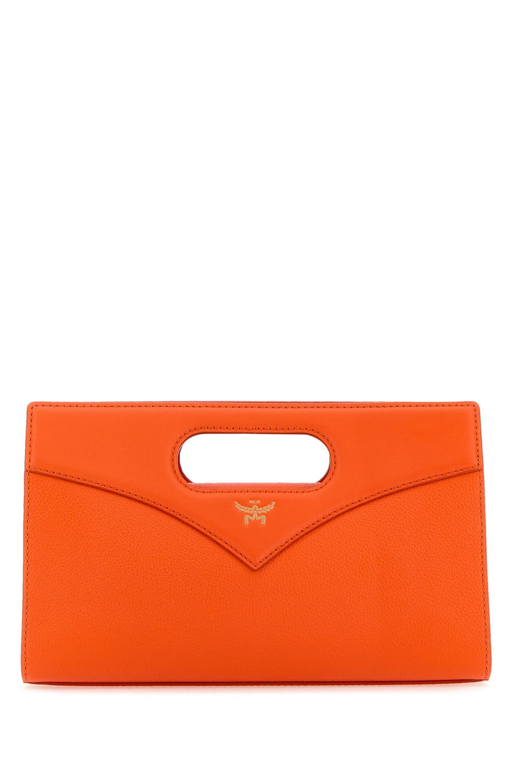 Fluo orange leather Diamond handbag