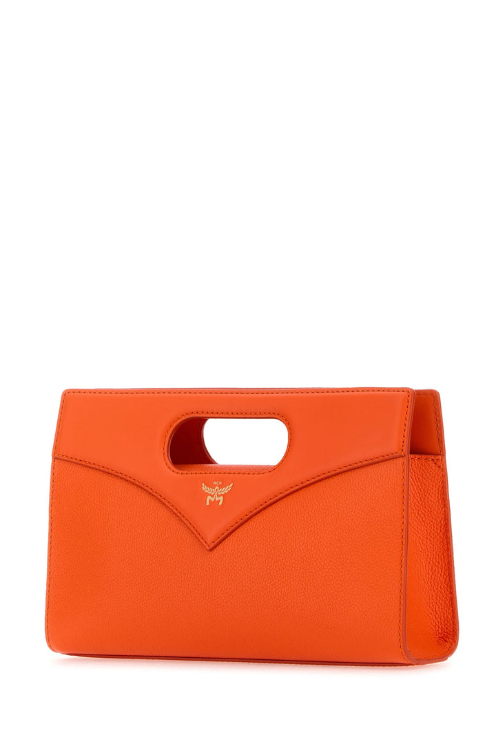 Fluo orange leather Diamond handbag