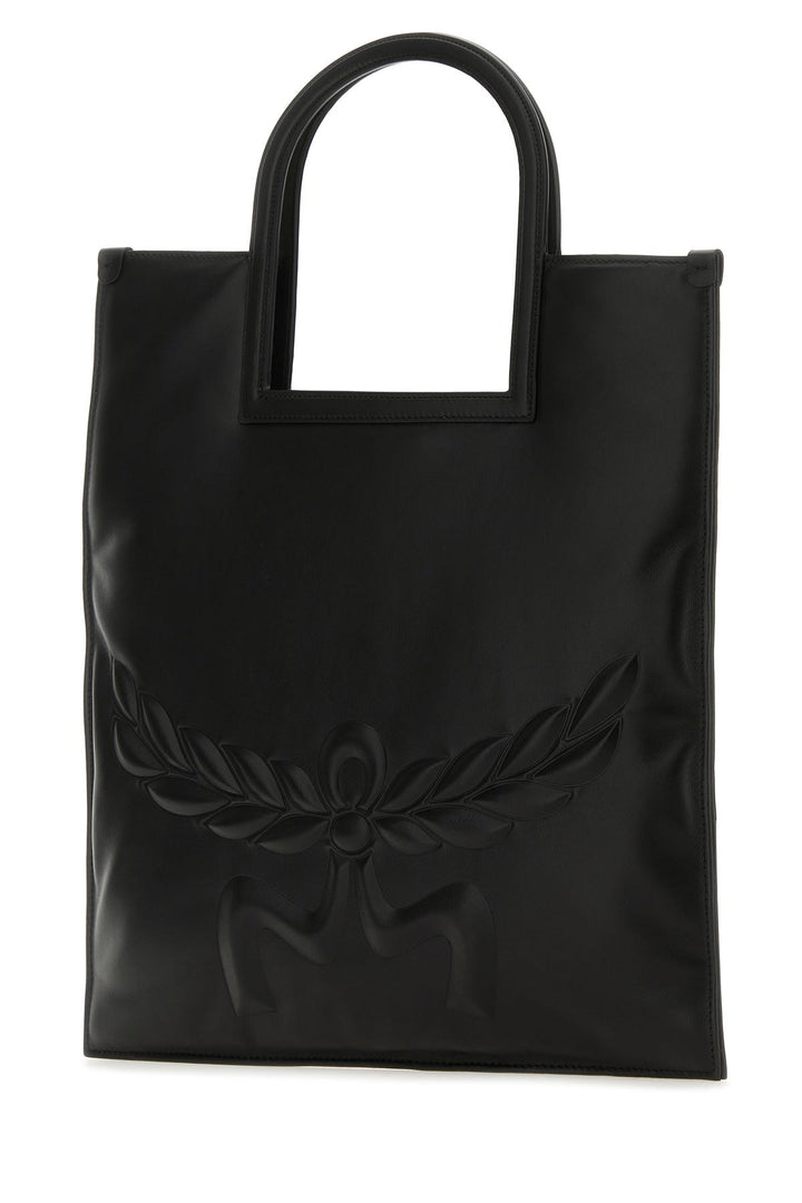 Black nappa leather Aren shopping bag