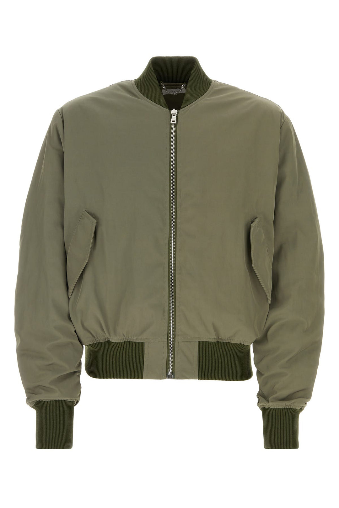 Army green polyester bomber jacket