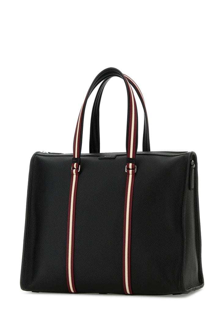 Black leather Code shopping bag