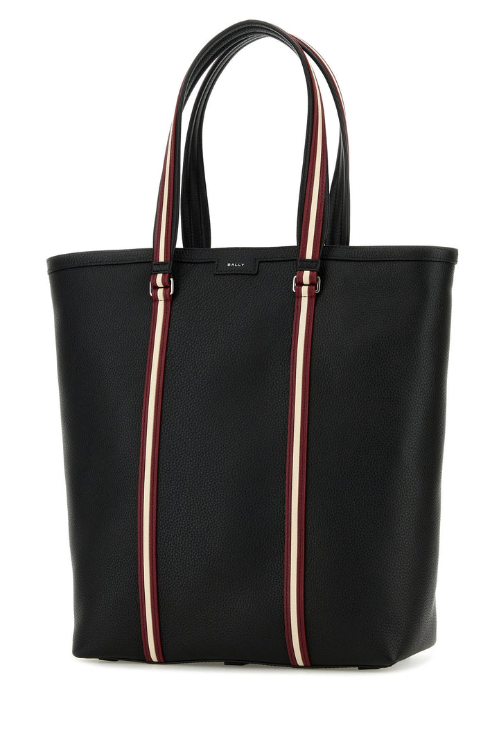 Black leather Code shopping bag