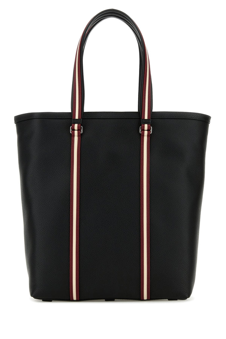 Black leather Code shopping bag