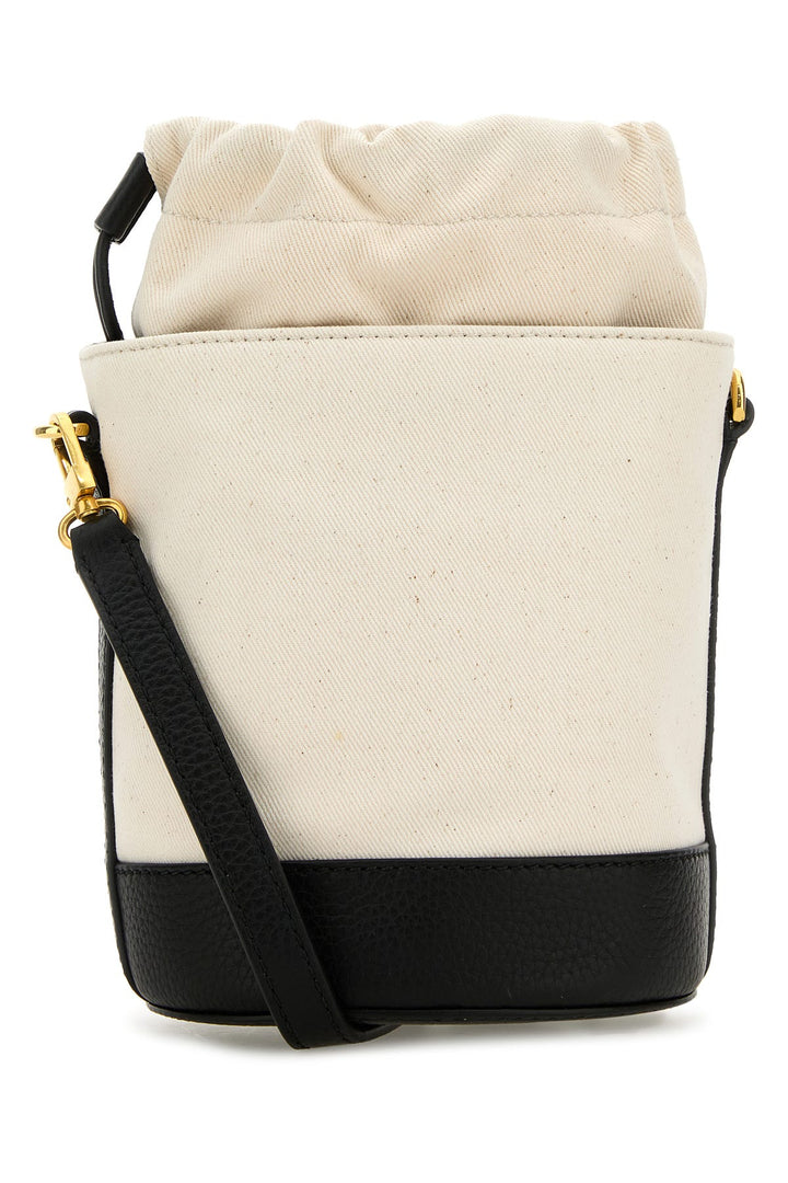 Melange ivory canvas mini bar bucket bag