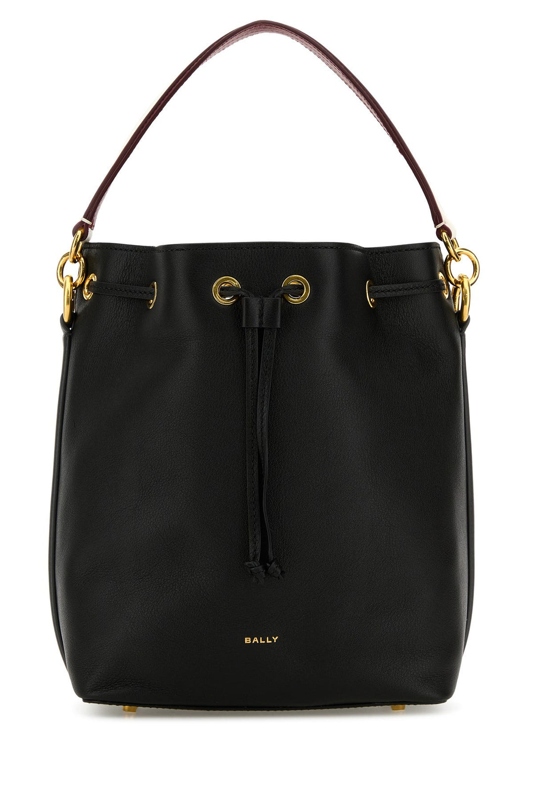 Black leather Code bucket bag