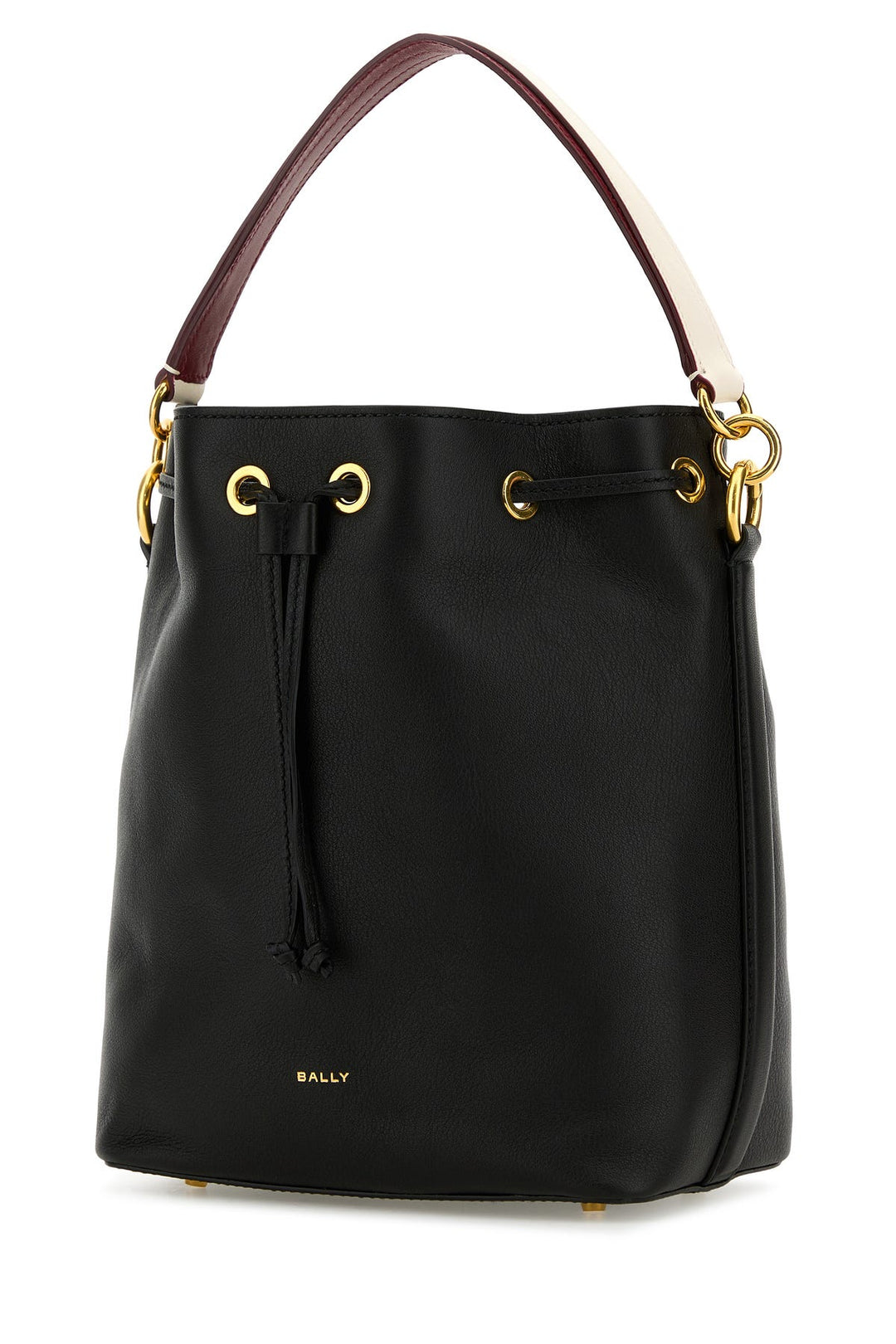 Black leather Code bucket bag