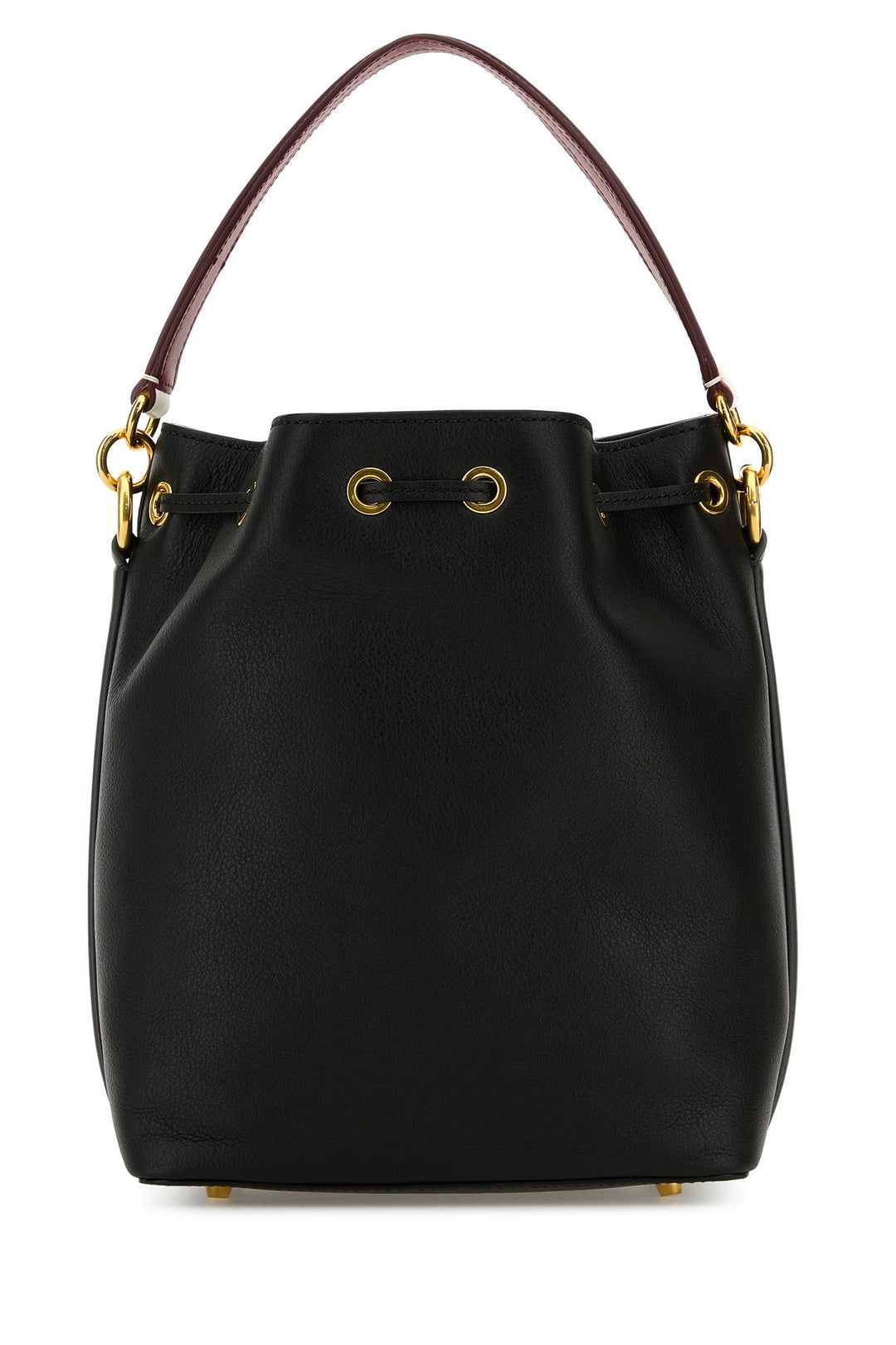 Black leather Code bucket bag