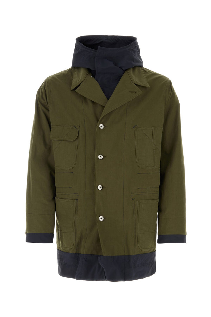 Army green cotton and nylon reversibile jacket