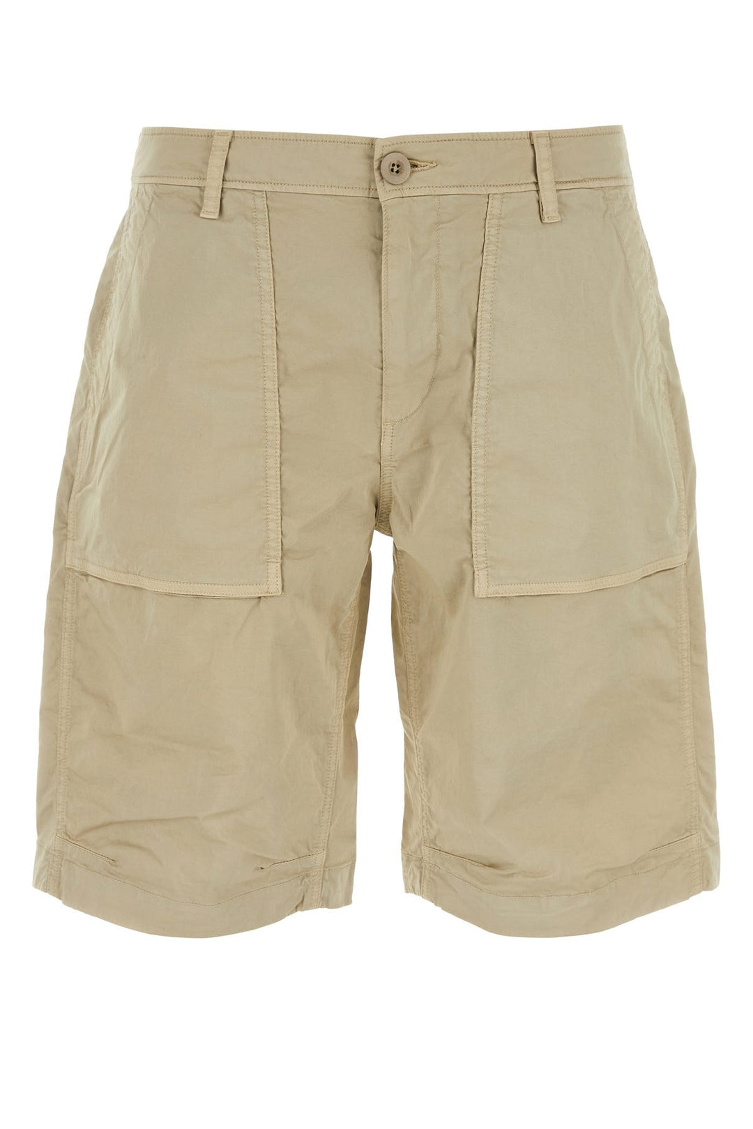 Beige cotton stretch bermuda shorts