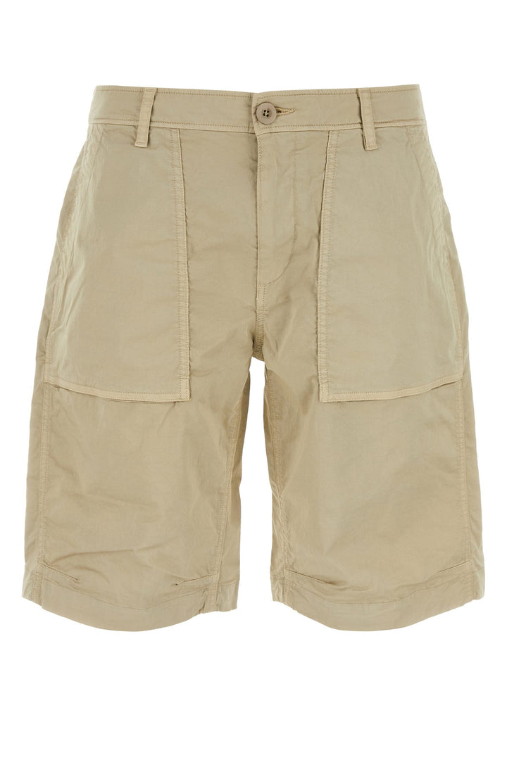 Beige cotton stretch bermuda shorts