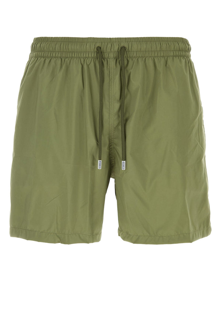 Army green polyester swimming shorts