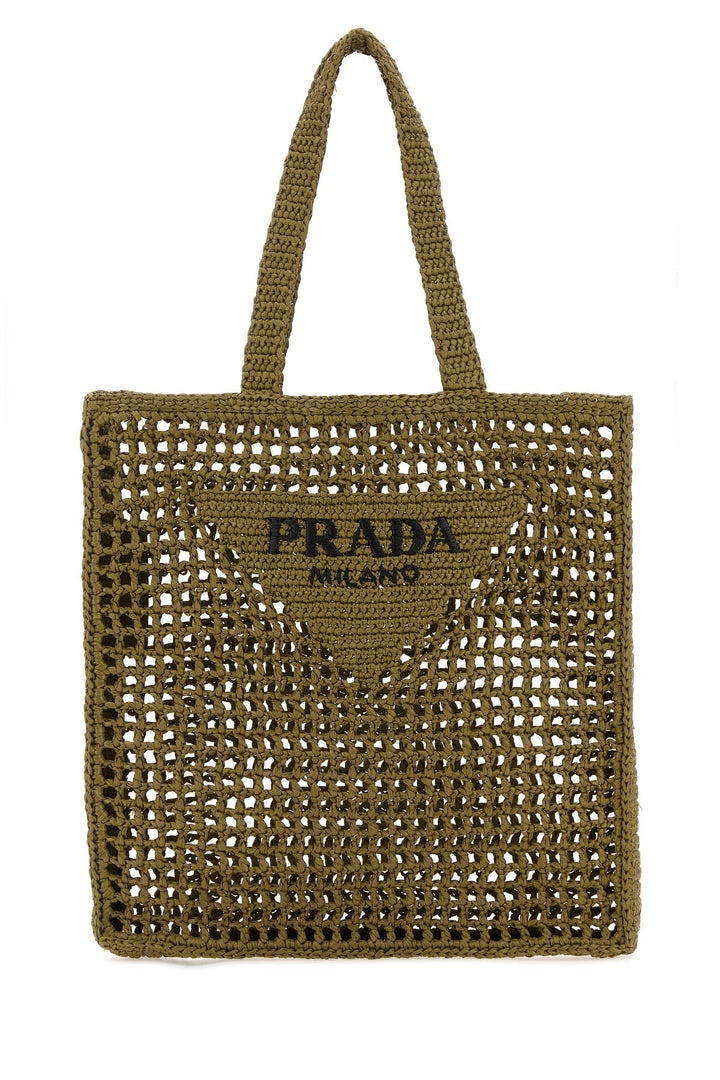 Khaki crochet shopping bag