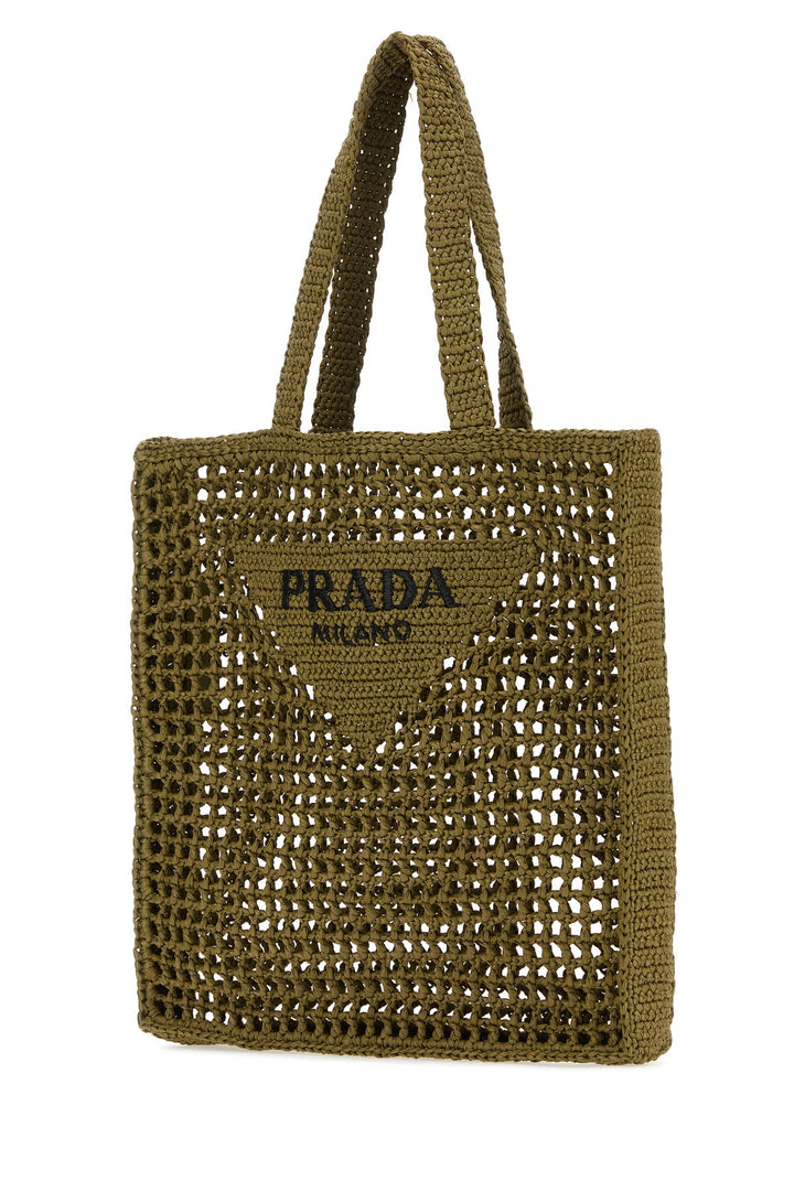 Khaki crochet shopping bag