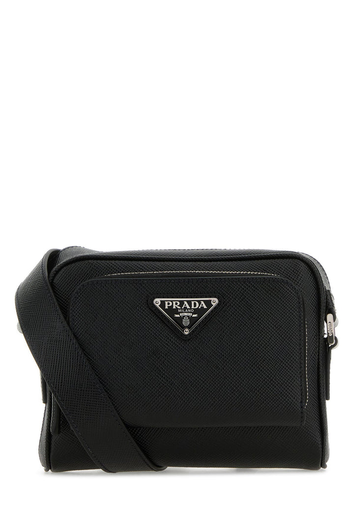 Black leather crossbody bag