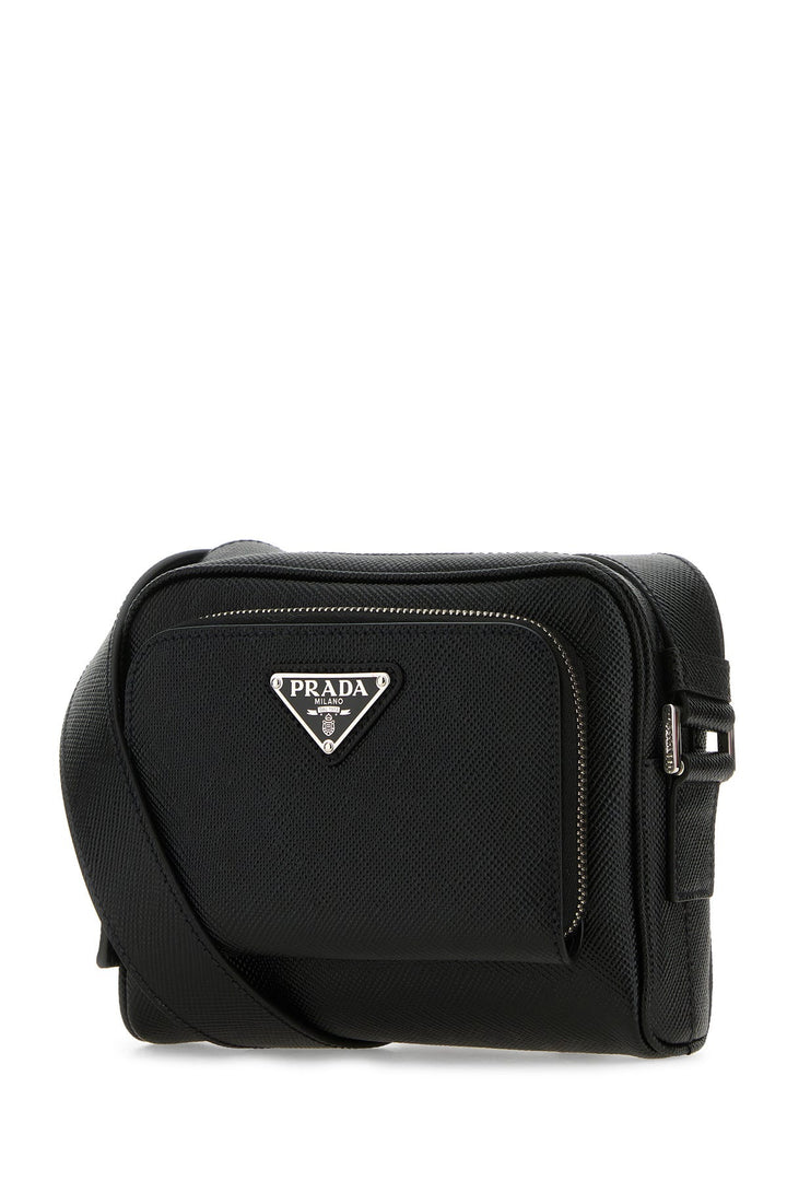 Black leather crossbody bag