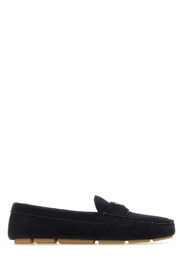 Dark blue suede loafers